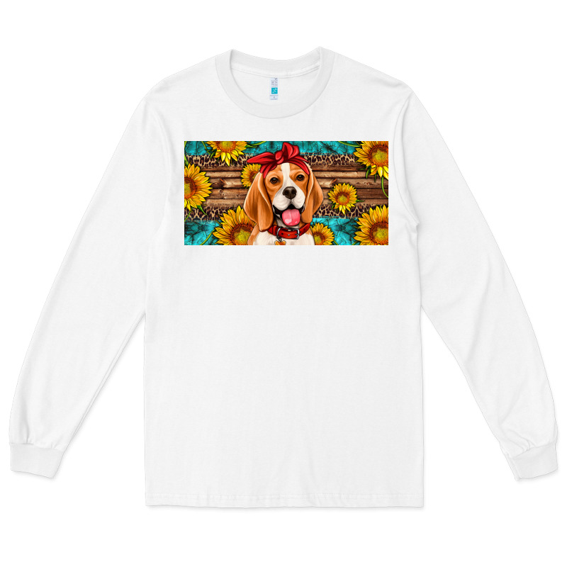 Beagle With Sunflowers License Plate Long Sleeve Tee by Artiststas | Teevron