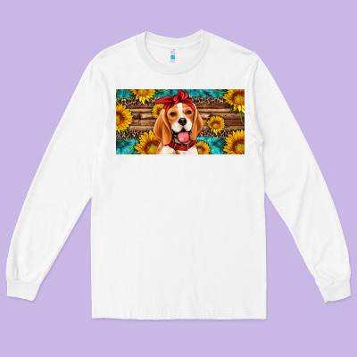 Beagle With Sunflowers License Plate Long Sleeve Tee Designed By Artiststas