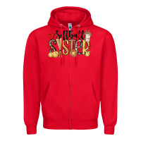 Red softball sister Zipper Hoodie - MaliasSmallBusiness