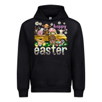 Black Happy Easter truck with farm animals Easter Day Urban Hoodie - HowdyJamesFarm