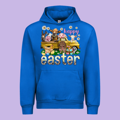 Happy Easter Truck With Farm Animals Easter Day Urban Hoodie Designed By Howdyjamesfarm