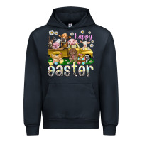 Navy Happy Easter truck with farm animals Easter Day Urban Hoodie - HowdyJamesFarm