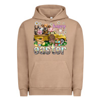 Pigment Burro Happy Easter truck with farm animals Easter Day Urban Hoodie - HowdyJamesFarm