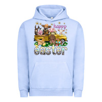 Pigment Grape Ice Happy Easter truck with farm animals Easter Day Urban Hoodie - HowdyJamesFarm