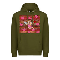 Army Green valentine's day cupid heart Premium Hoodie - RanaPortraitStore