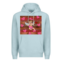 Blue Mist valentine's day cupid heart Premium Hoodie - RanaPortraitStore
