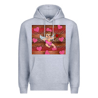Heather Grey valentine's day cupid heart Premium Hoodie - RanaPortraitStore