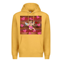 Mustard valentine's day cupid heart Premium Hoodie - RanaPortraitStore