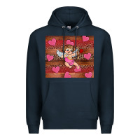 Navy valentine's day cupid heart Premium Hoodie - RanaPortraitStore
