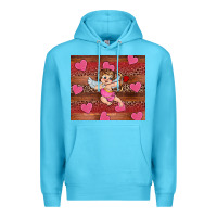 Ocean Blue valentine's day cupid heart Premium Hoodie - RanaPortraitStore