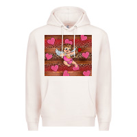Pale Pink valentine's day cupid heart Premium Hoodie - RanaPortraitStore