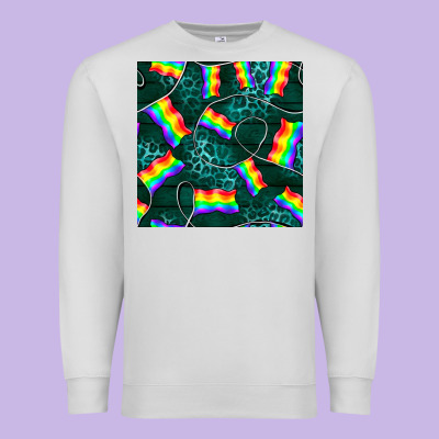 Pride Lgbtq Flags With Leopard Seamless Pattern Premium Sweatshirt Designed By Bundleandbundleshop