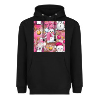 Black Pink Christmas cute snowman Heavyweight Hoodie - NancyCooperArtShop