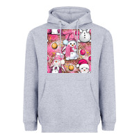 Heather Grey Pink Christmas cute snowman Heavyweight Hoodie - NancyCooperArtShop