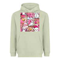 Matcha Pink Christmas cute snowman Heavyweight Hoodie - NancyCooperArtShop