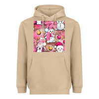 Mushroom Pink Christmas cute snowman Heavyweight Hoodie - NancyCooperArtShop