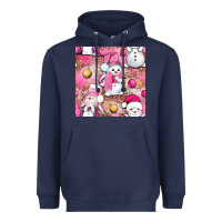 Navy Pink Christmas cute snowman Heavyweight Hoodie - NancyCooperArtShop