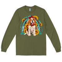 Army Green beagle turquoise and sunflowers rainbow Long Sleeve Tee - Artiststas