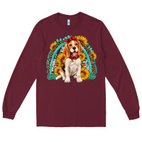 Burgundy beagle turquoise and sunflowers rainbow Long Sleeve Tee - Artiststas