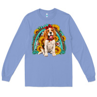 Colony Blue beagle turquoise and sunflowers rainbow Long Sleeve Tee - Artiststas