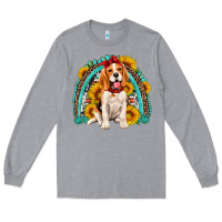 Heather Grey beagle turquoise and sunflowers rainbow Long Sleeve Tee - Artiststas