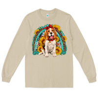 Mushroom beagle turquoise and sunflowers rainbow Long Sleeve Tee - Artiststas