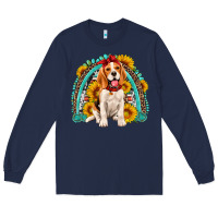 Navy beagle turquoise and sunflowers rainbow Long Sleeve Tee - Artiststas