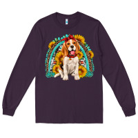 Plum beagle turquoise and sunflowers rainbow Long Sleeve Tee - Artiststas