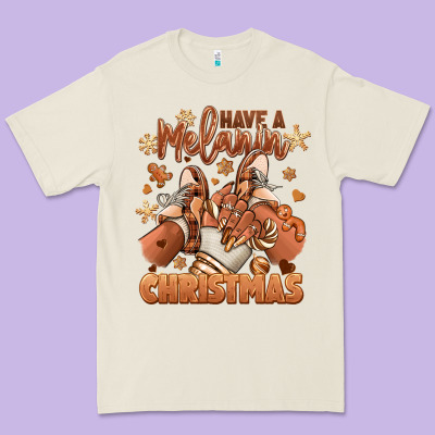 Premium Tee Have a melanin Christmas black girl sneakers