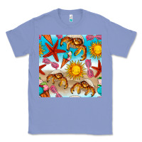 Colony Blue beach seamless pattern Classic Tee - BundleAndBundleShop