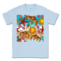 Dusty Blue beach seamless pattern Classic Tee - BundleAndBundleShop