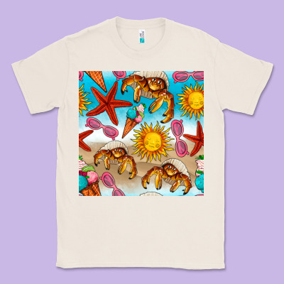 Beach Seamless Pattern Classic Tee Designed By Bundleandbundleshop