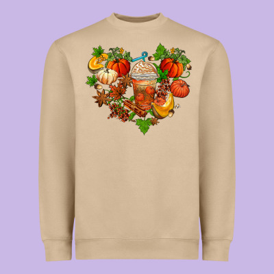 Fall Pumpkin Heart Heavyweight Sweatshirt Designed By Adodesignshop