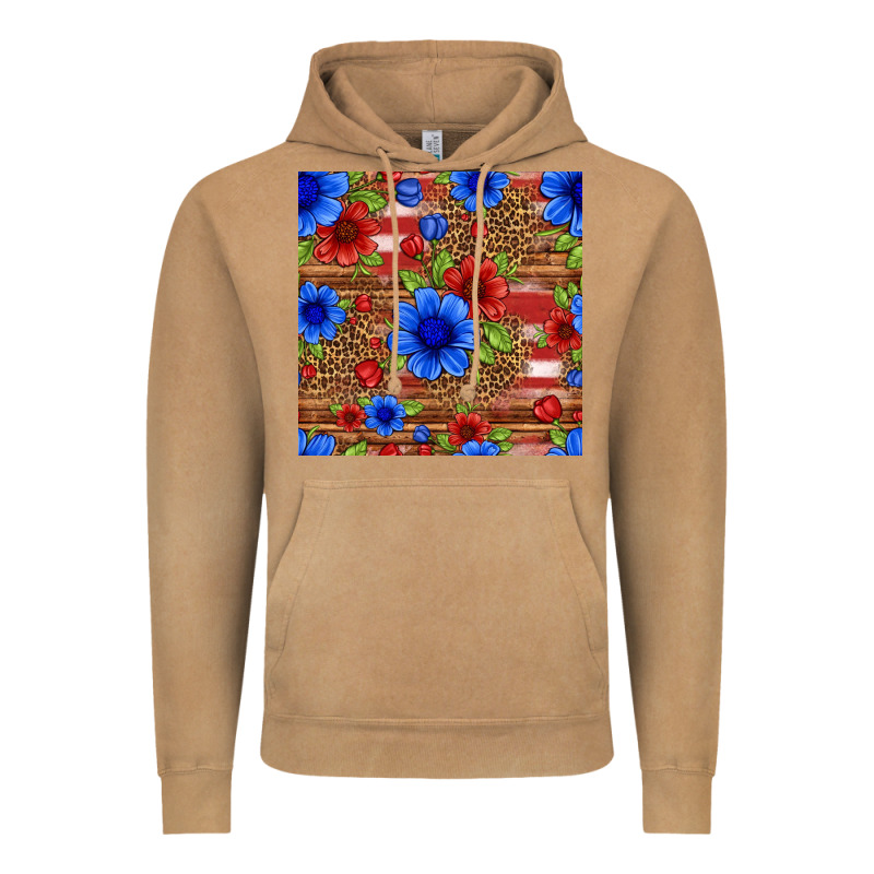 Patriotic Flowers Seamless Pattern Vintage Hoodie by HRA Design Shop | Teevron