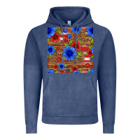 Vintage Denim patriotic flowers seamless pattern Vintage Hoodie - HRA Design Shop