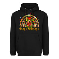 Black Happy holidays elf gnome Heavyweight Hoodie - NancyCooperArtShop