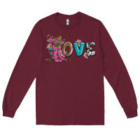 Burgundy valentines day love and boots Long Sleeve Tee - AdoDesignShop