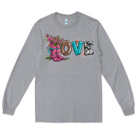 Heather Grey valentines day love and boots Long Sleeve Tee - AdoDesignShop