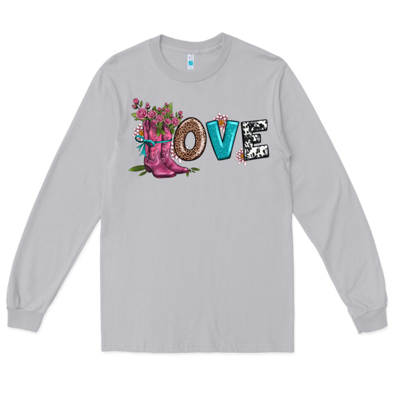 Valentines Day Love And Boots Long Sleeve Tee by AdoDesignShop | Teevron