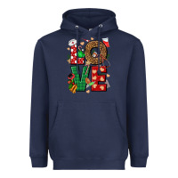 Navy Love Nurse Christmas Heavyweight Hoodie - NancyCooperArtShop