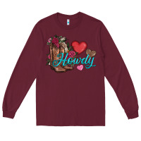 Burgundy valentines day howdy and boots Long Sleeve Tee - AdoDesignShop