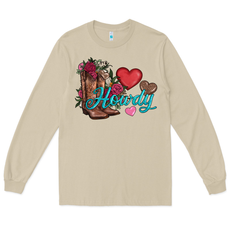 Valentines Day Howdy And Boots Long Sleeve Tee by AdoDesignShop | Teevron