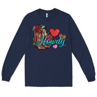Navy valentines day howdy and boots Long Sleeve Tee - AdoDesignShop