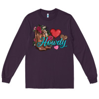 Plum valentines day howdy and boots Long Sleeve Tee - AdoDesignShop
