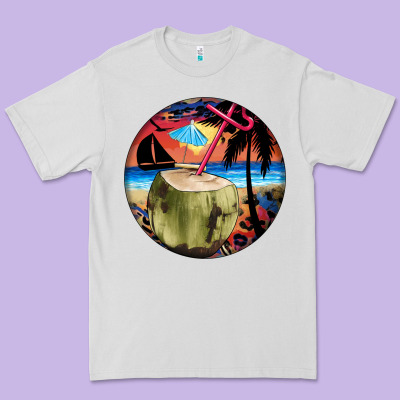 Coconut Drink Colorful Leopard Premium Tee Designed By Barkaloodesign