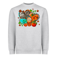Heather Grey western leopard  fall   hearts Heavyweight Sweatshirt - AdoDesignShop