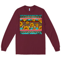 Burgundy western sunflowers turquoise Long Sleeve Tee - Artiststas