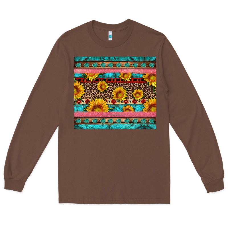Western Sunflowers Turquoise Long Sleeve Tee by Artiststas | Teevron