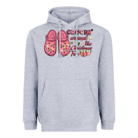 Heather Grey Pink Christmas crocin' around the Christmas tree Heavyweight Hoodie - NancyCooperArtShop