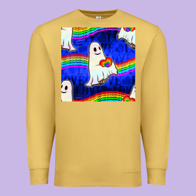 Pride Lgbtq Ghosts And Heart With Rainbow Seamless Premium Sweatshirt Designed By Bundleandbundleshop